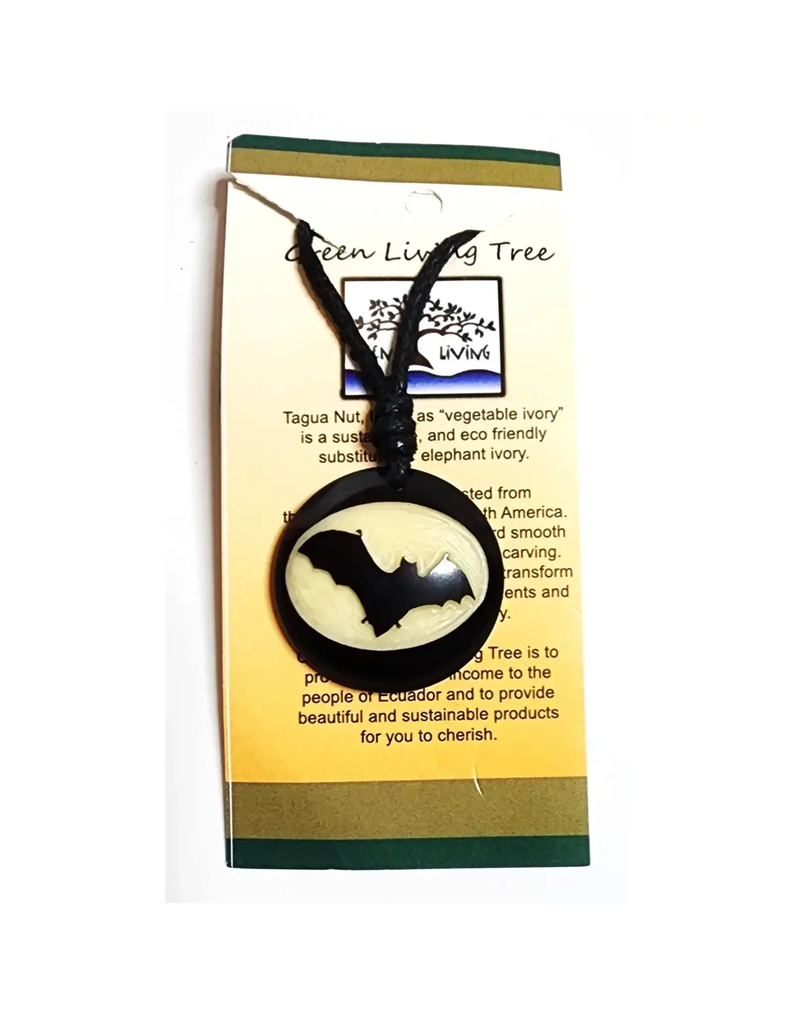 Tagua Nut Bat Necklaces Black and White