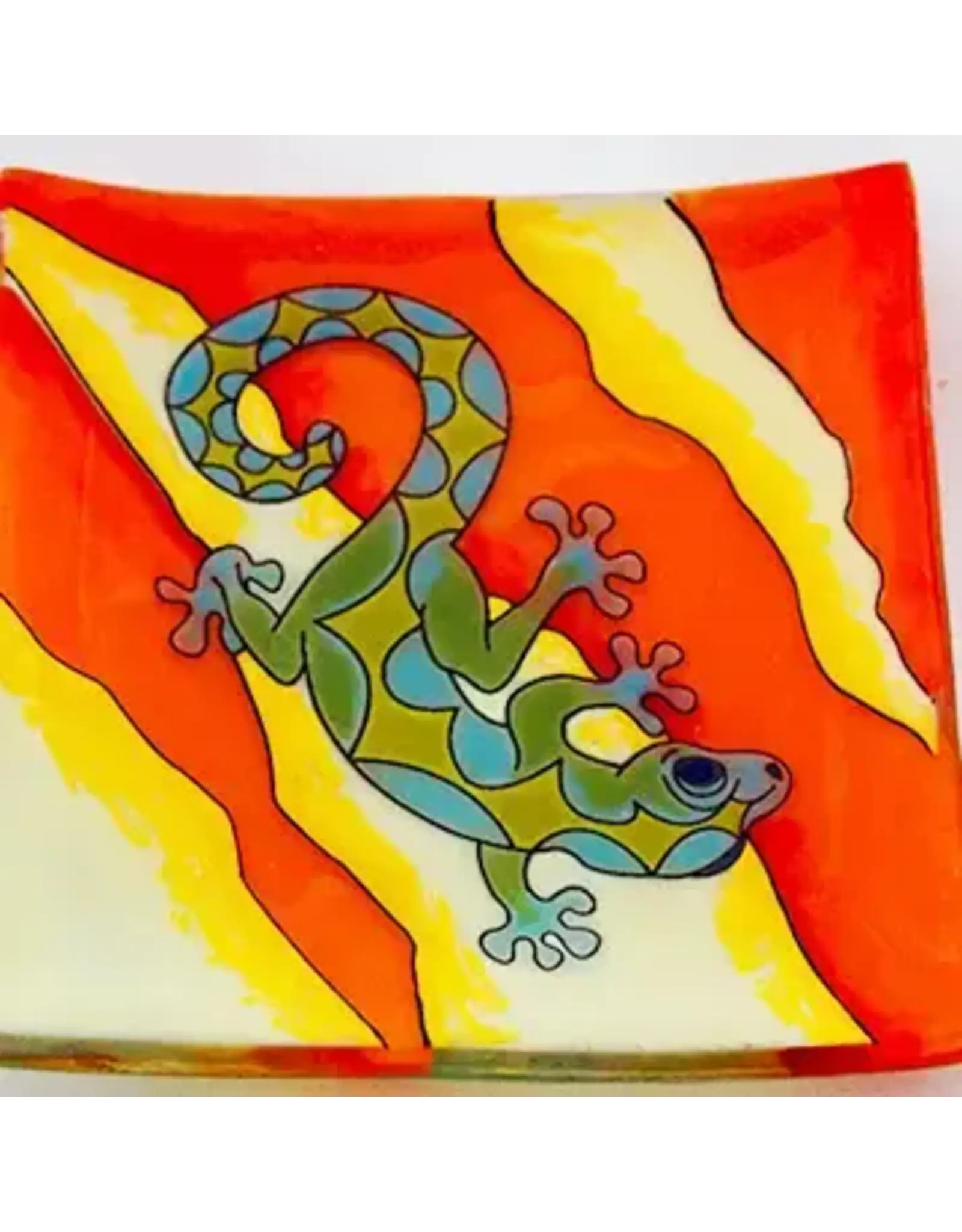 Green Gecko Small Square Glass Dish
