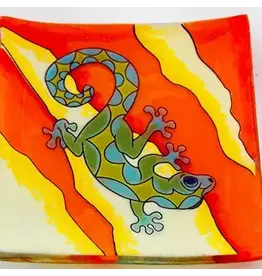 Green Gecko Small Square Glass Dish