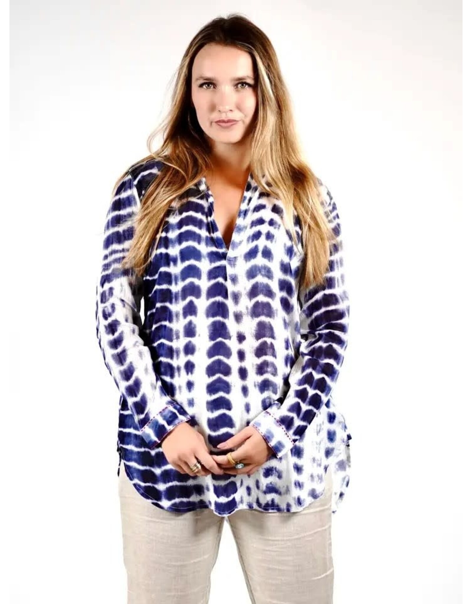 Norie Shibori Top Navy