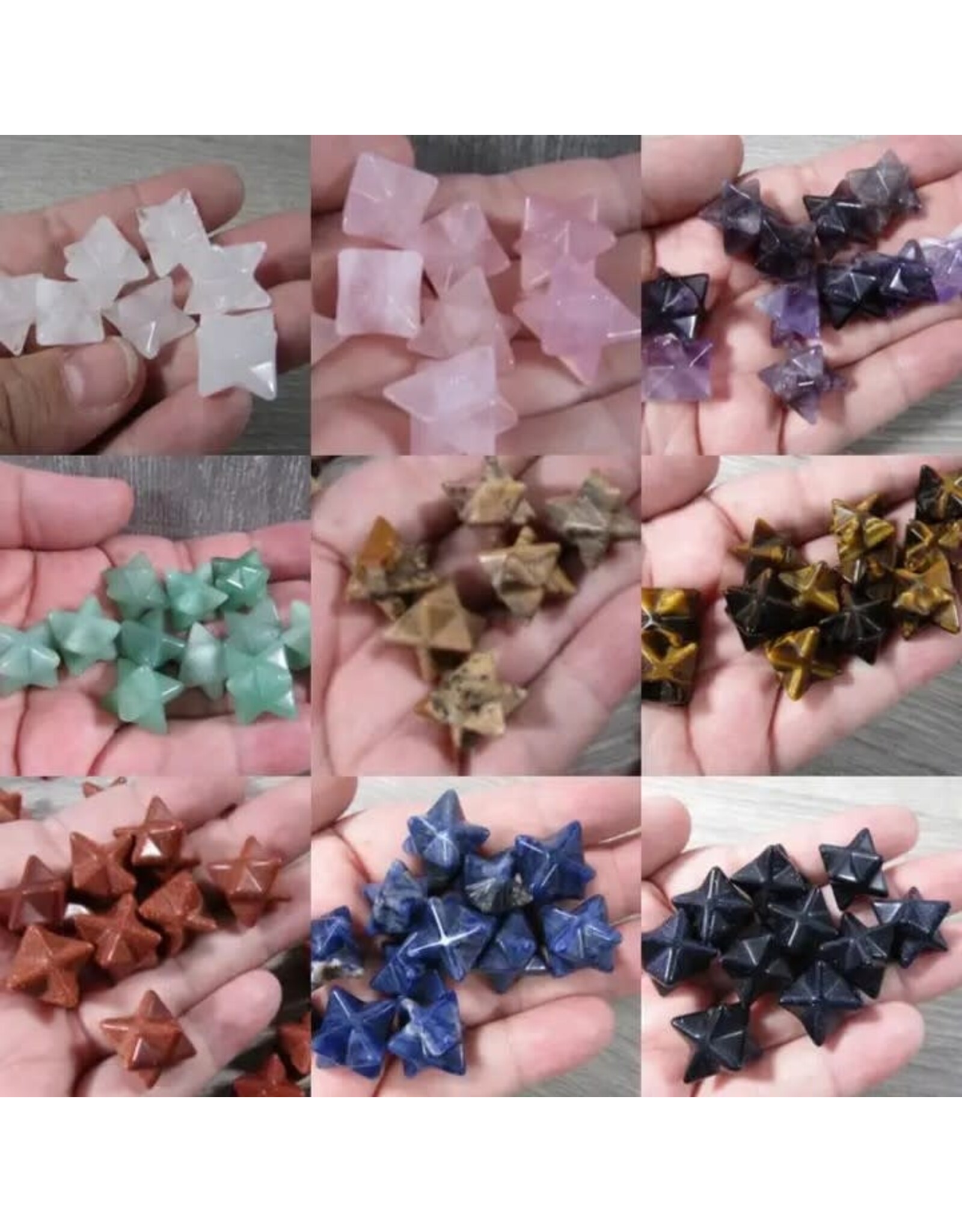Trade roots Assorted  OVAL  and STAR Crystal Worry  PALM Gem Stones
