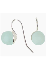 Glass Pearl Drop Earrings, Water, Ghana