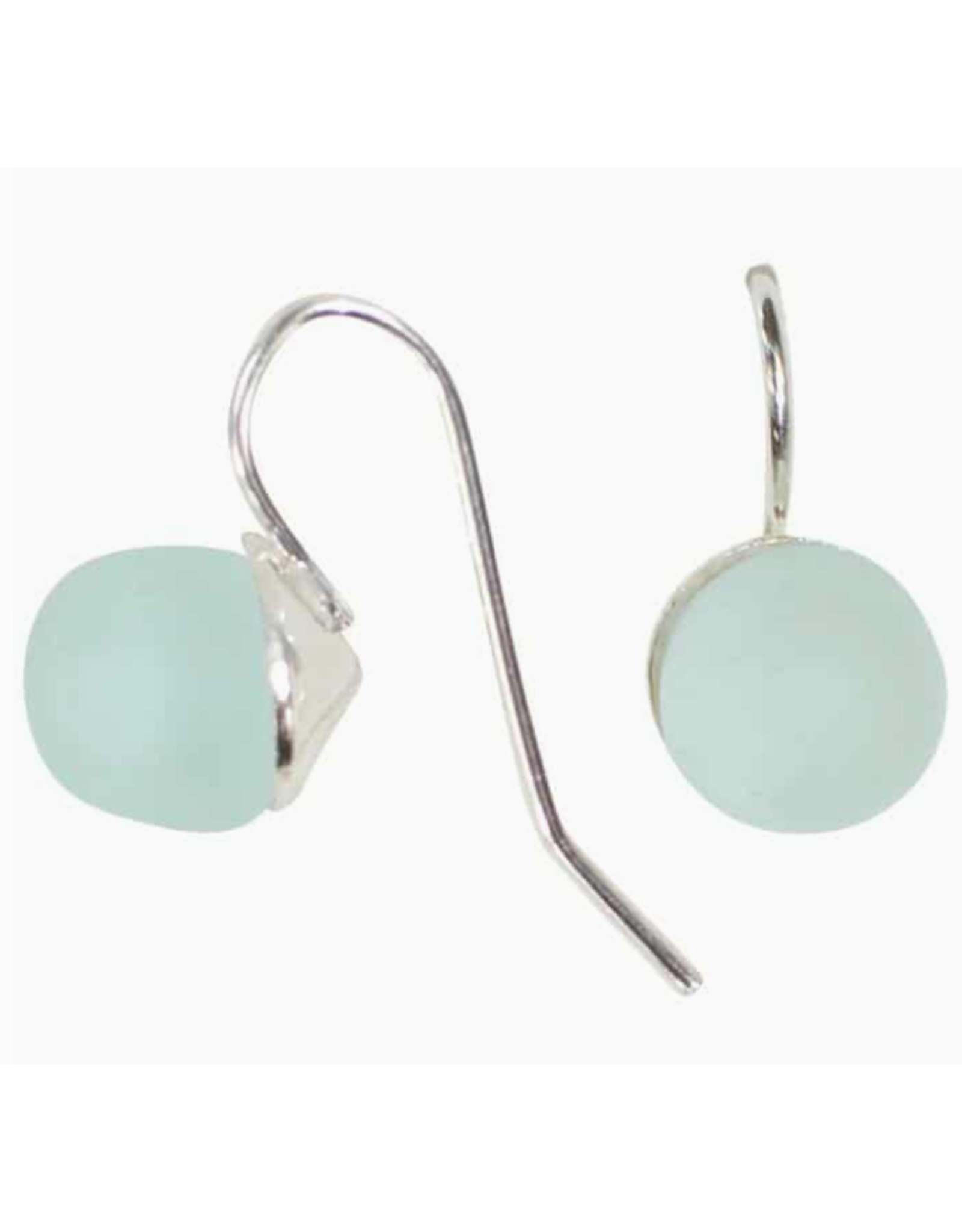 Glass Pearl Drop Earrings, Water, Ghana