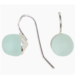 Glass Pearl Drop Earrings, Water, Ghana