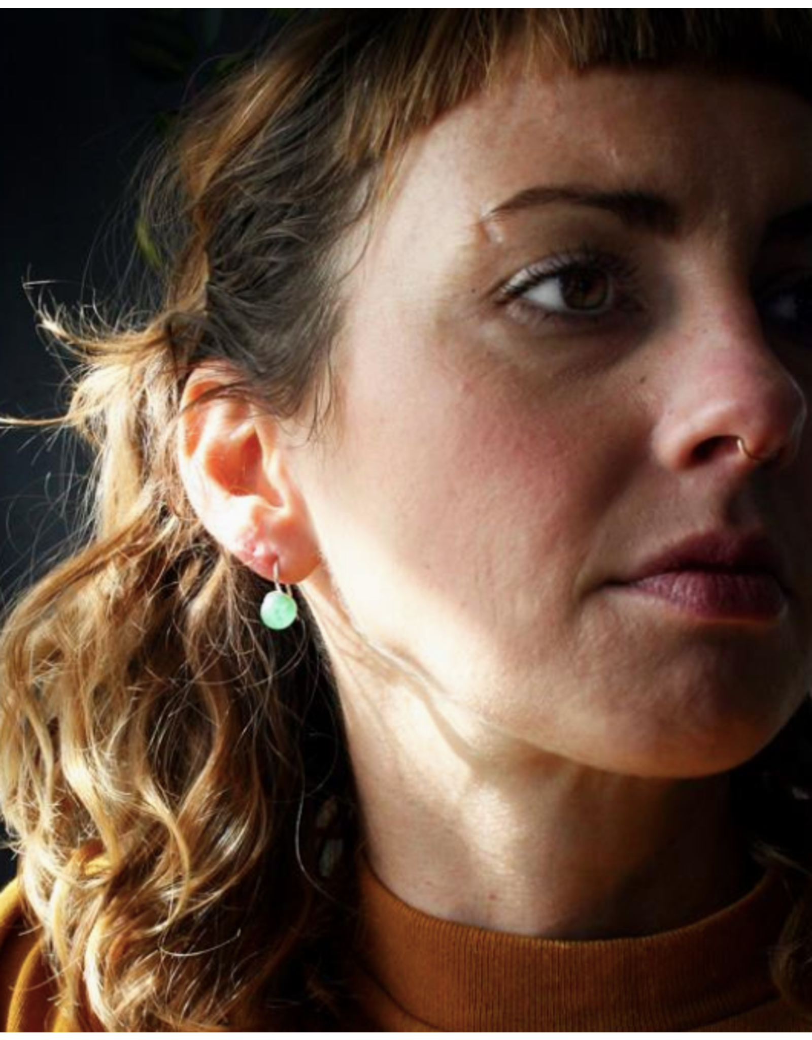 Glass Pearl Drop Earrings, Water, Ghana