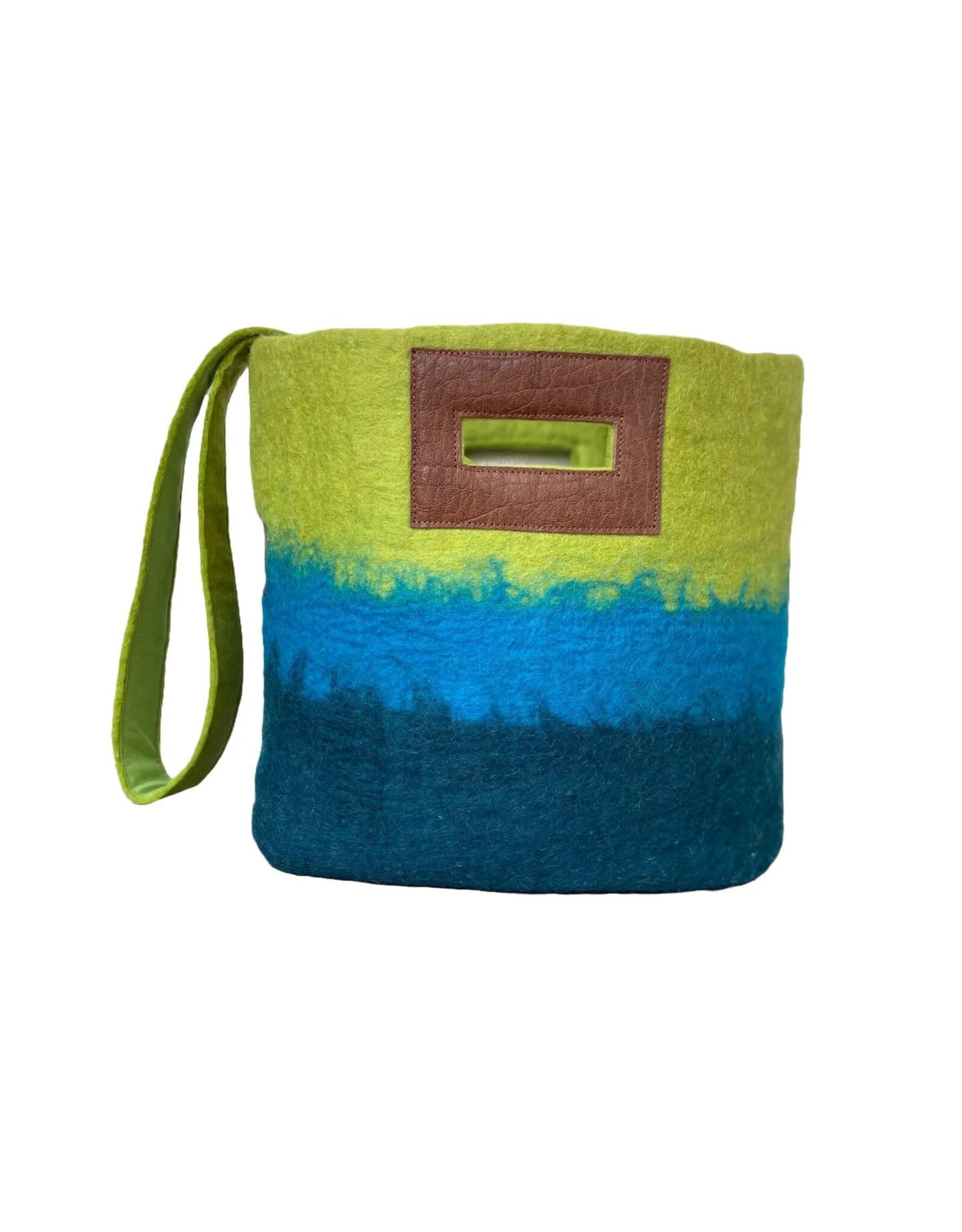 Felt Tote Bags w/ Leather Strap, Nepal