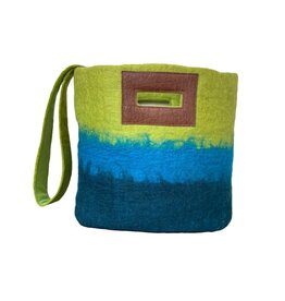 Felt Tote Bags w/ Leather Strap, Nepal