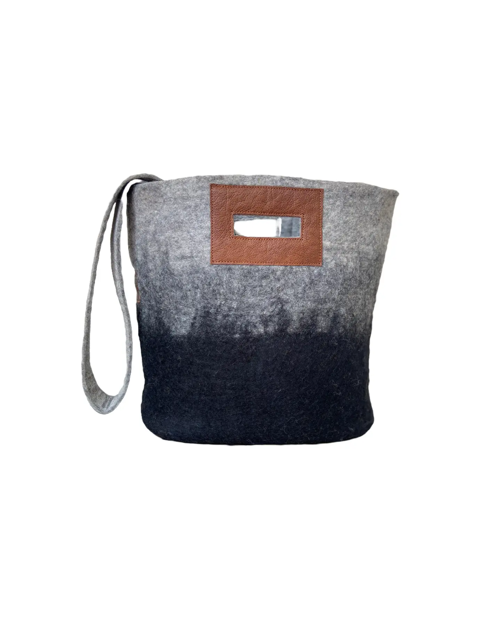 Felt Tote Bags w/ Leather Strap, Nepal