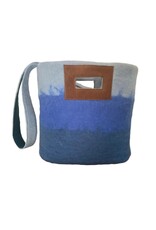 Felt Tote Bags w/ Leather Strap, Nepal Felt Tote Bags w/ Leather Strap, Nepal