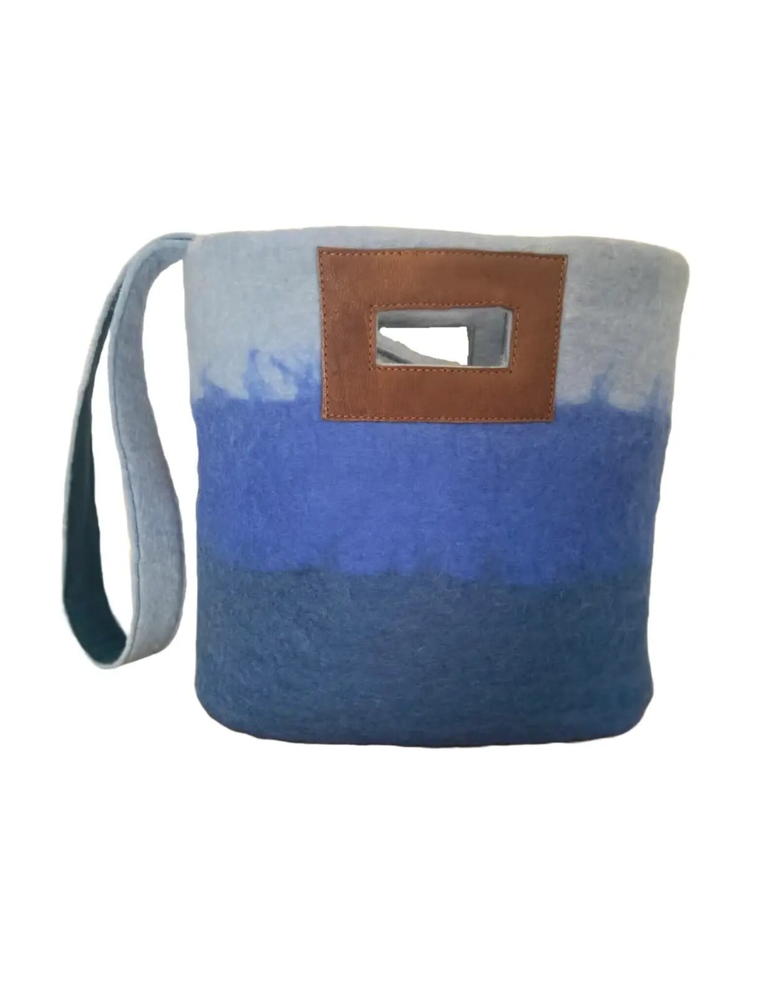 Felt Tote Bags w/ Leather Strap, Nepal