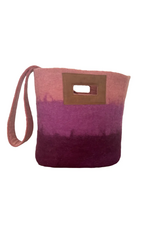 Felt Tote Bags w/ Leather Strap, Nepal Felt Tote Bags w/ Leather Strap, Nepal