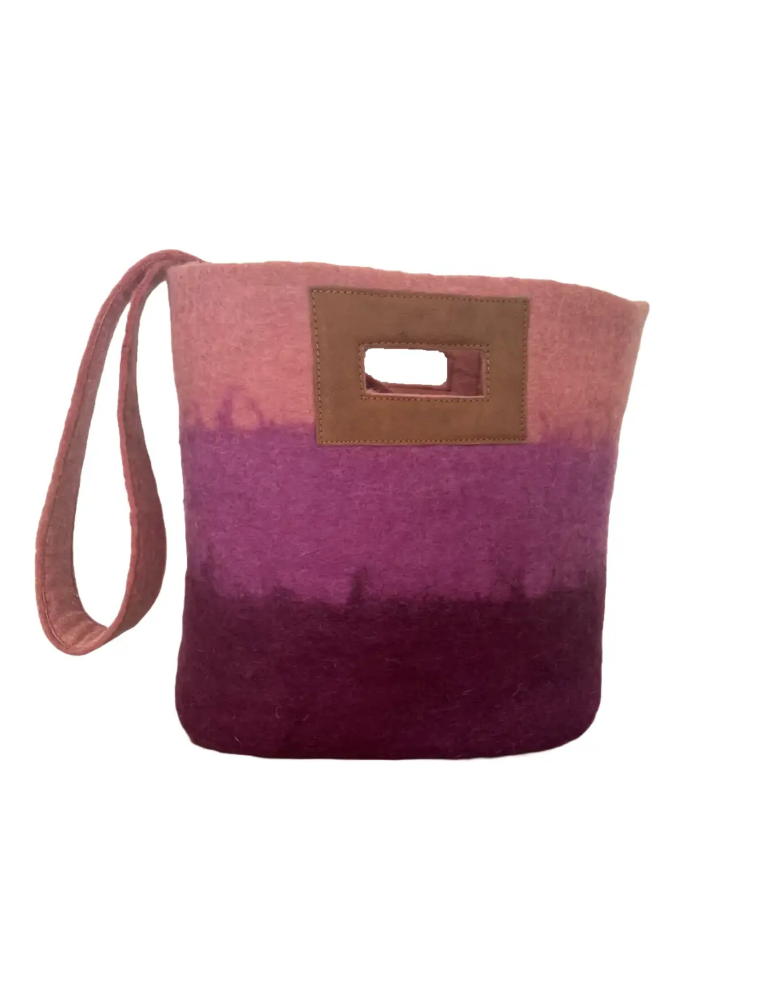 Felt Tote Bags w/ Leather Strap, Nepal