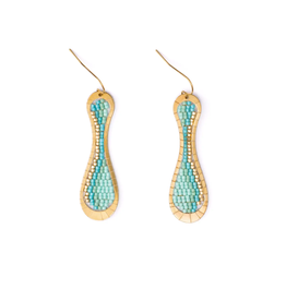 Beaded Handwoven Taffy Twist Drop Earrings (Aqua)