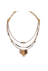 Handwoven Miyuki and Gem Fringe Layering Necklace (Blush), Colombia