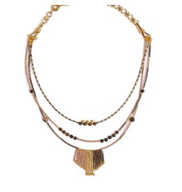 Handwoven Miyuki and Gem Fringe Layering Necklace (Blush), Colombia