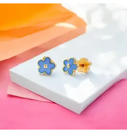 Blue Flowers Tiny Stud Kids Earrings