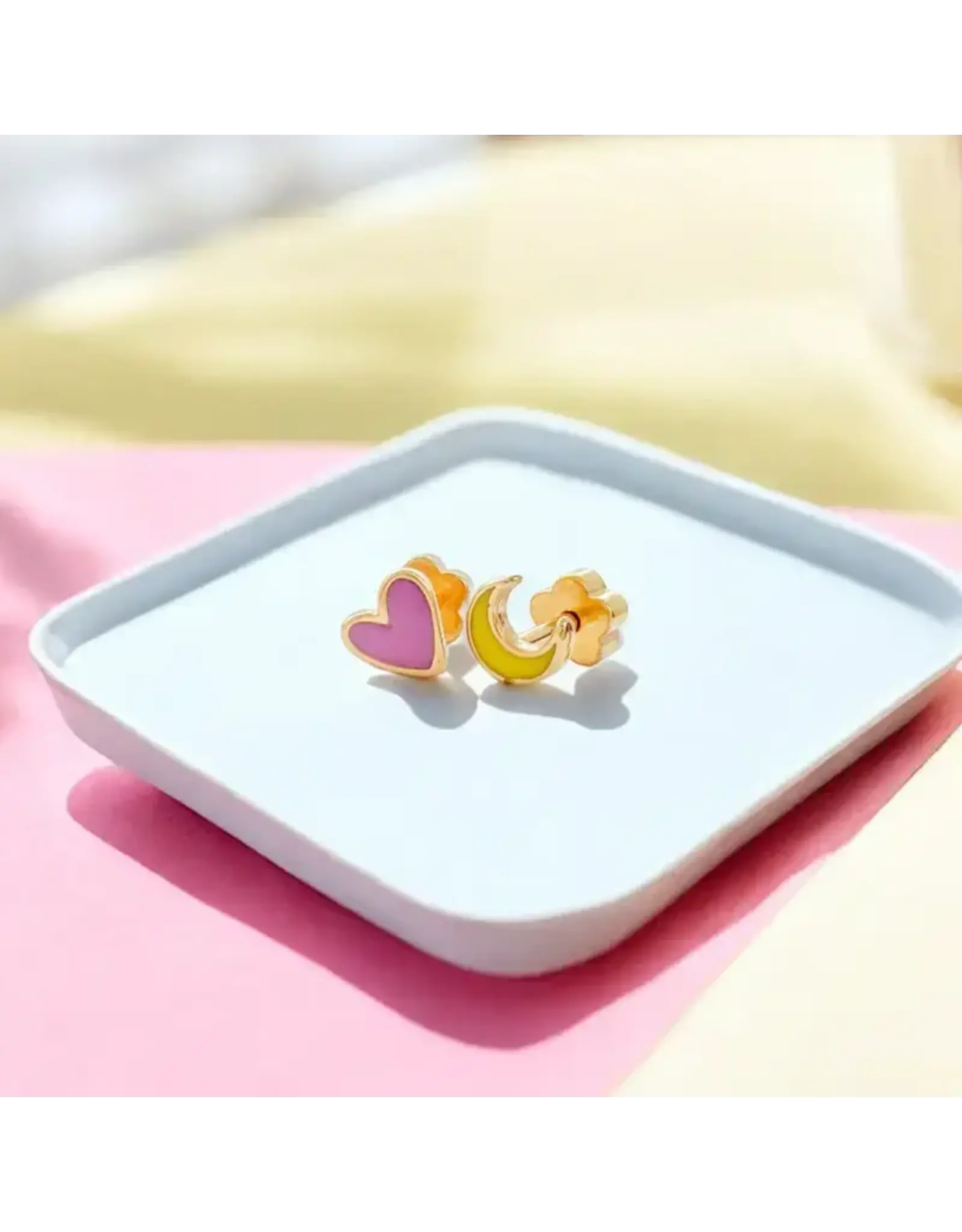 Love You To the Moon Tiny Stud Kids Earrings