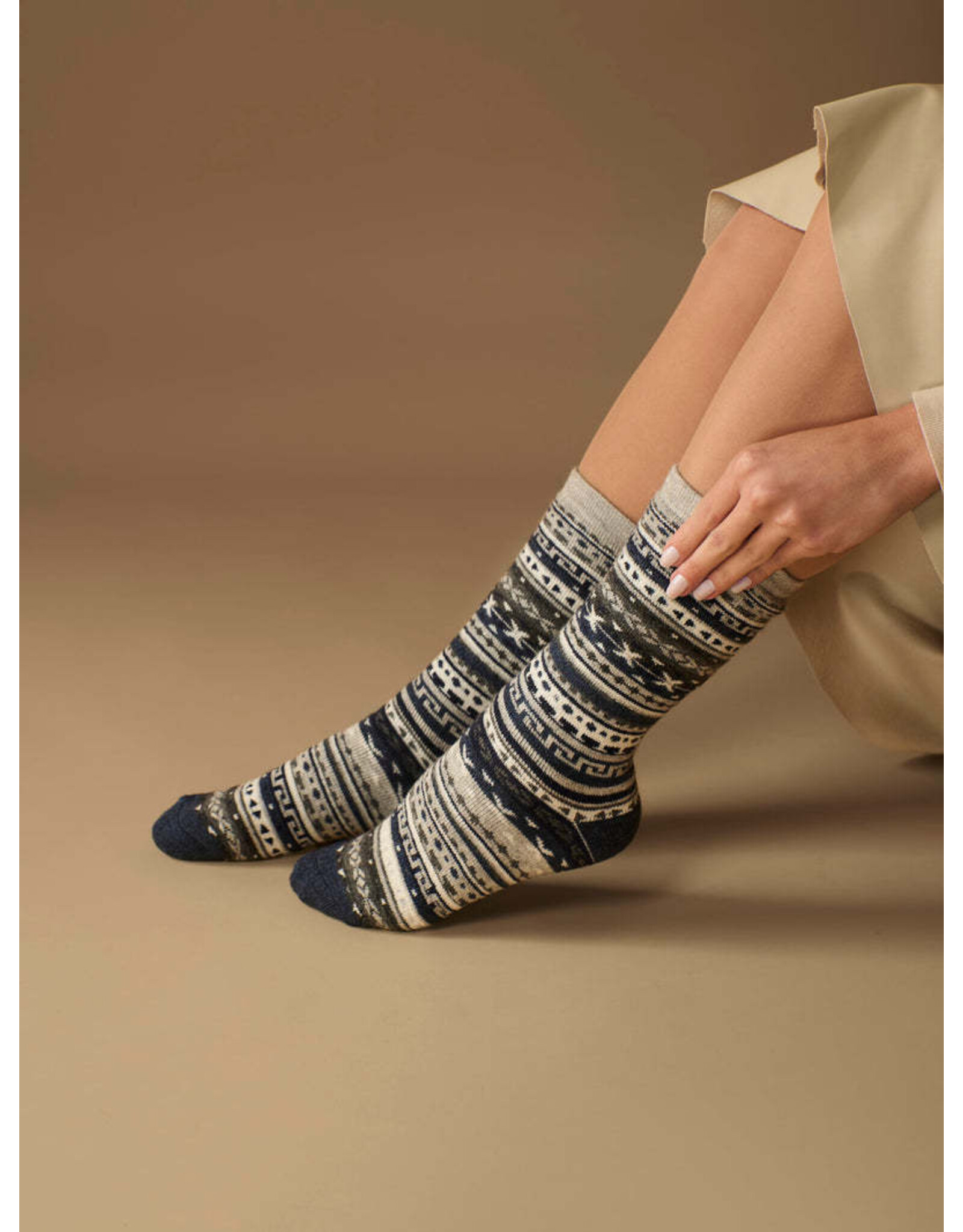 Socks, Fair Isle Gray
