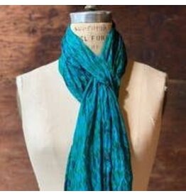 Savannah Silk Shibori Scarf - Royal Blue Green