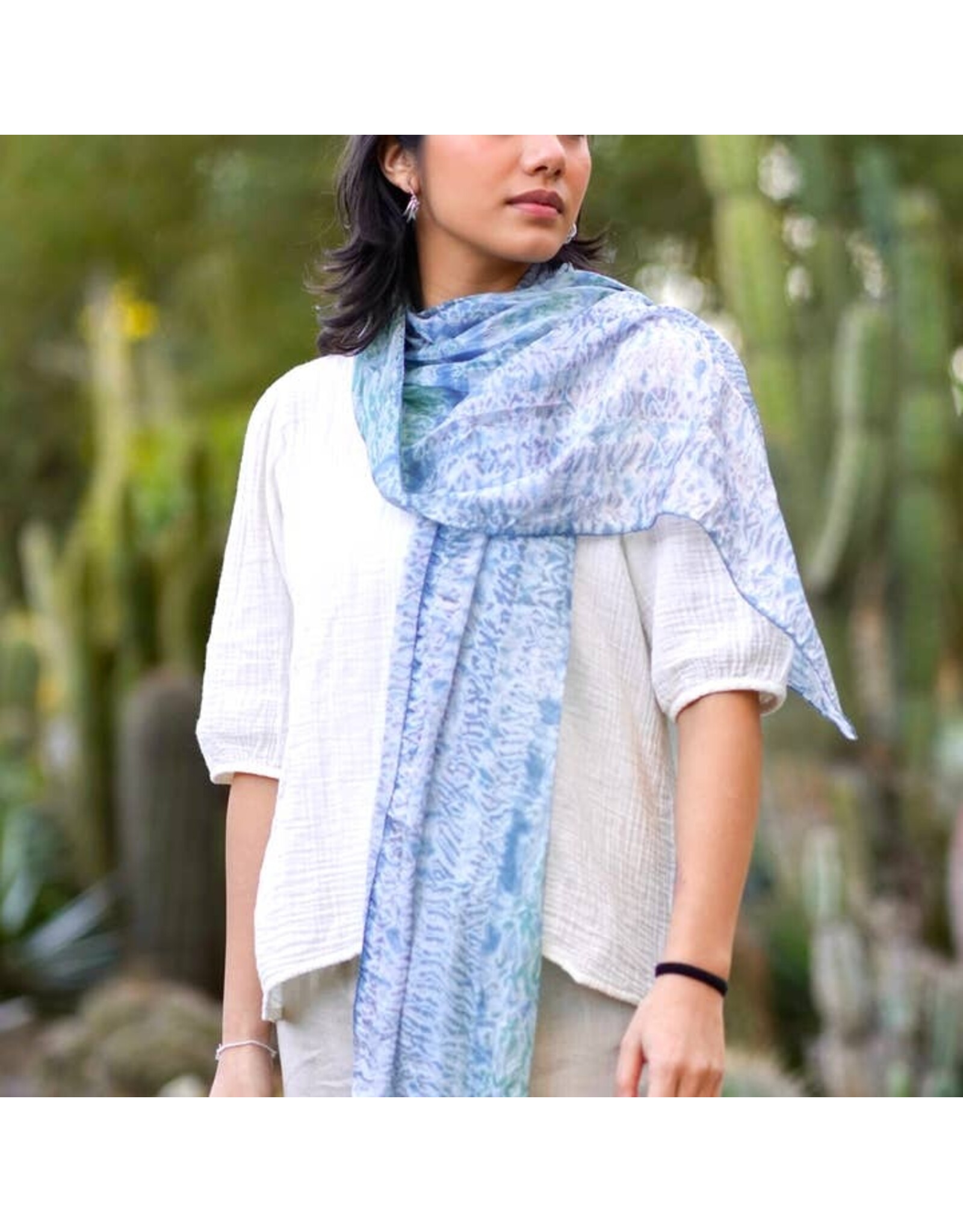 Yuna Shibori Silk Scarf Grey