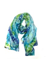 Printed Tye Dye Silk Scarf - Blue