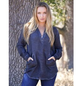 Anoushka Linen Top Navy