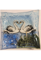 Swan Couple Square Dish, Ecuador