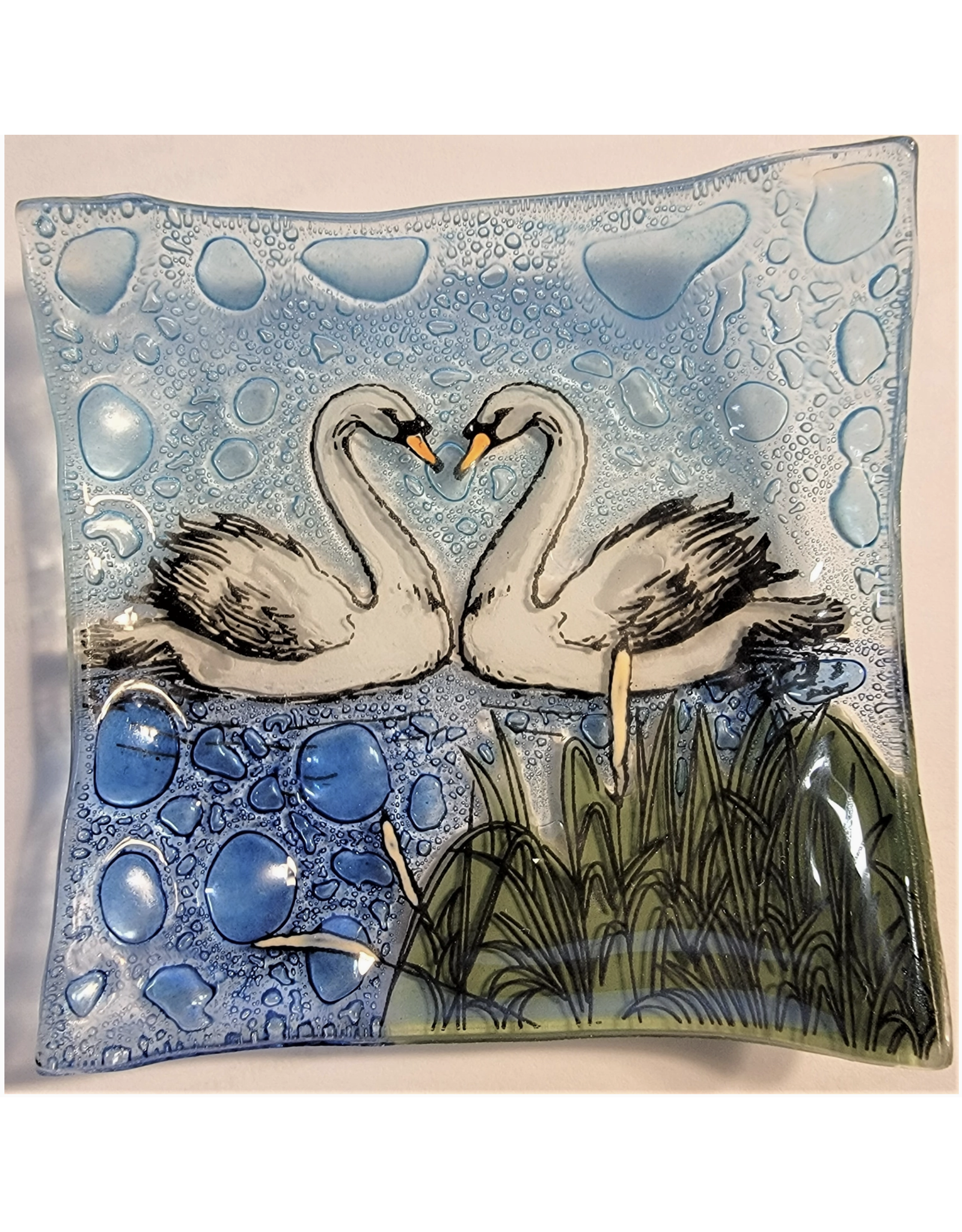 Swan Couple Square Dish, Ecuador