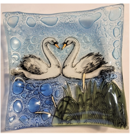 Swan Couple Square Dish, Ecuador