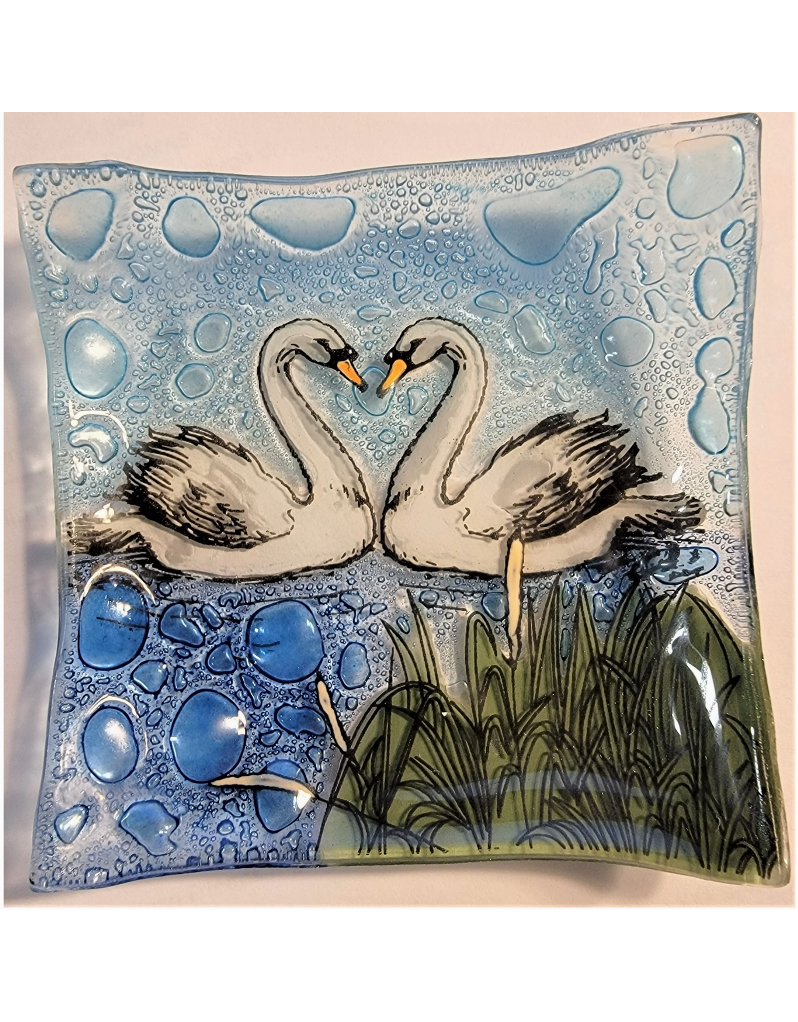 Swan Couple Square Dish, Ecuador