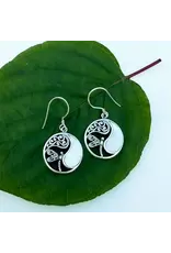 Mother-Of-Pearl Dragonfly Circle Earrings - Sterling Silver, Indonesia