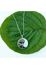 Mother-Of-Pearl Dragonfly Circle Necklace - Sterling Silver, Indonesia