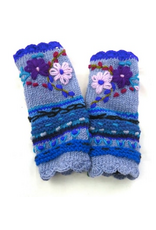 Trade roots Fleece Lined Embroidered Fingerless Gloves, Assorted Colors