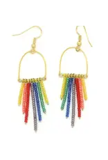 Beaded Rainbow Horseshoe Earrings, Guatemala