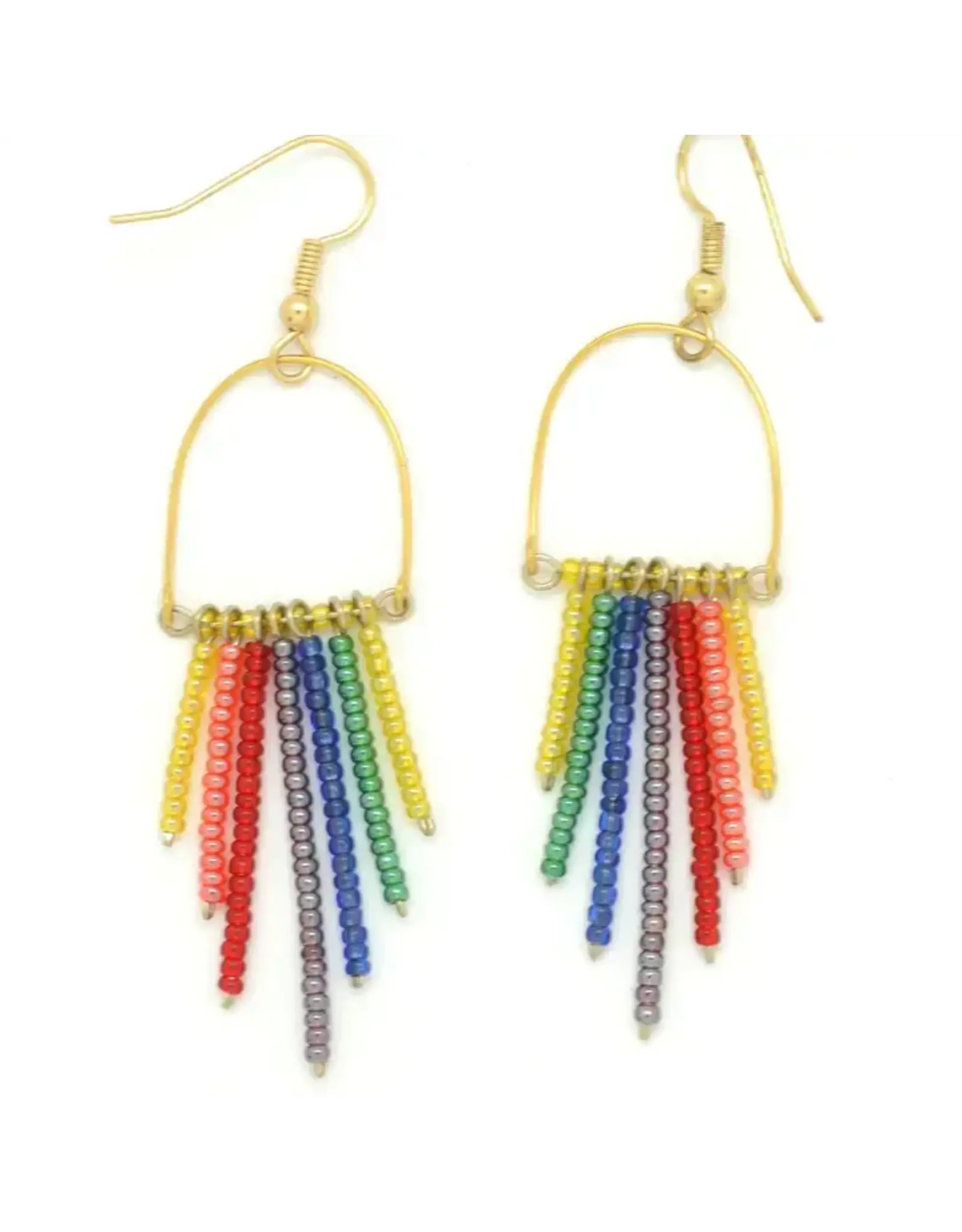 Beaded Rainbow Horseshoe Earrings, Guatemala