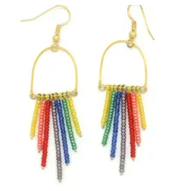 Beaded Rainbow Horseshoe Earrings, Guatemala