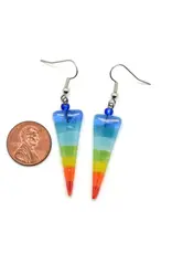 Glass Rainbow Earrings with Triangle Shape & Striped Pattern, Guatemala