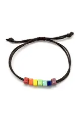 Rainbow Bracelet with Ceramic Beads & Faux Leather, Guatemala