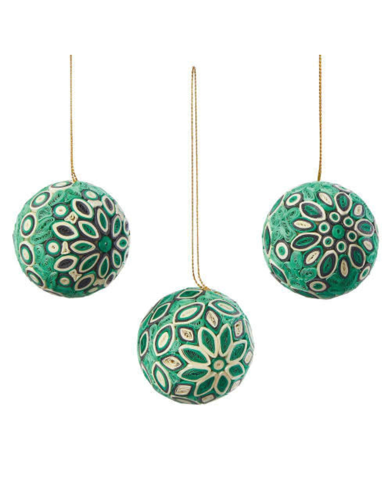 Evergreen Quilled Ball Paper Christmas Ornament, Sold Individually