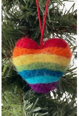 Decor Ornament; Felt Rainbow Heart