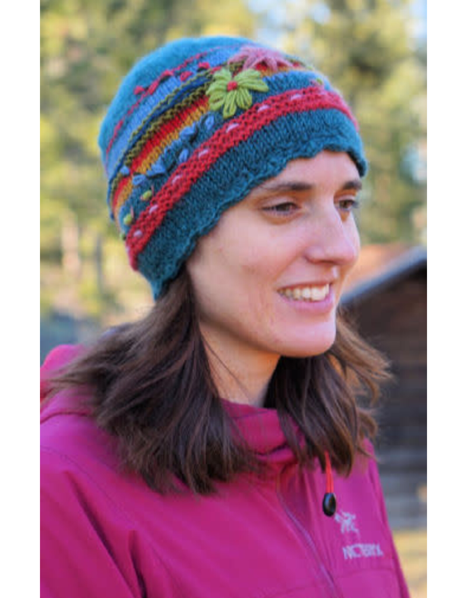Knit Hat with flowers