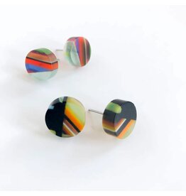 Trade roots Poly-Resin Round Mosaic Earrings  Studs, Colombia (assorted colors) Trade roots Poly-Resin Round Mosaic Earrings  Studs, Colombia (assorted colors)