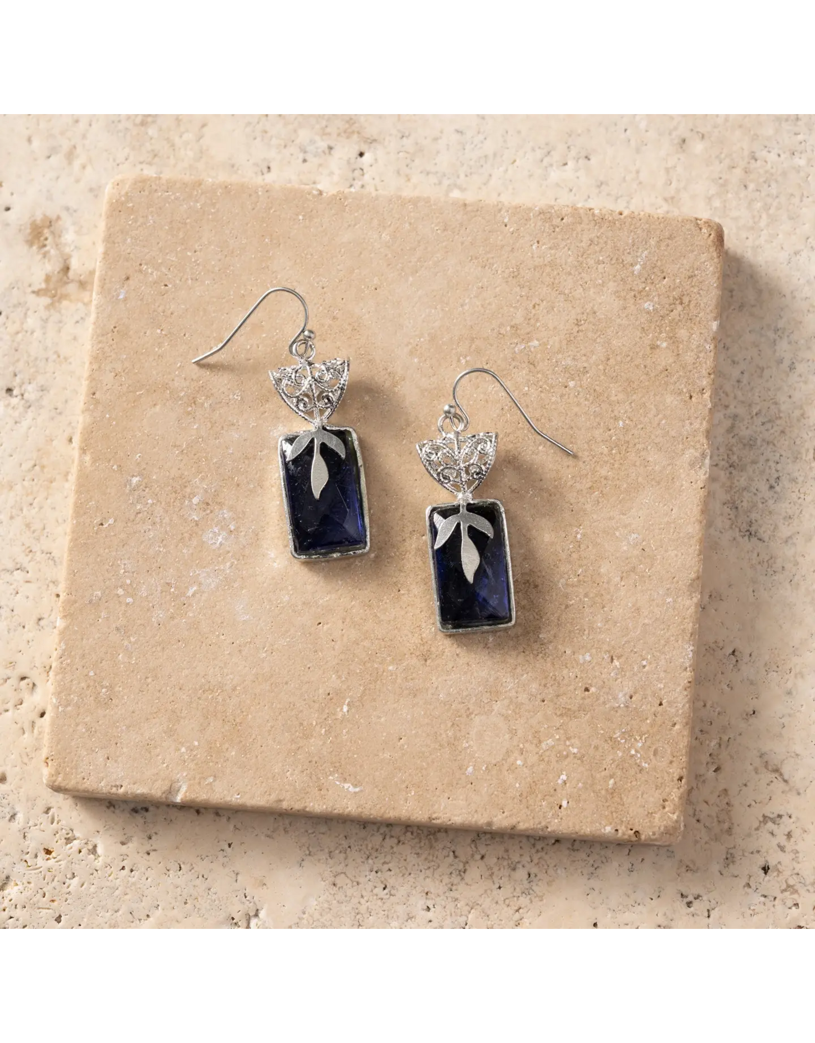 Chandra Glass Stone & Leaf Earrings, India