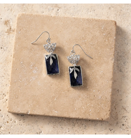 Chandra Glass Stone & Leaf Earrings, India