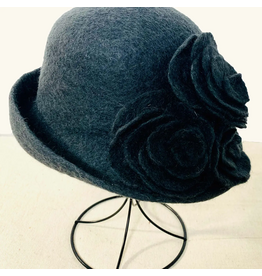 Charcoal Hat with Charcoal Roses