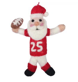 coach claus american football felt ornament