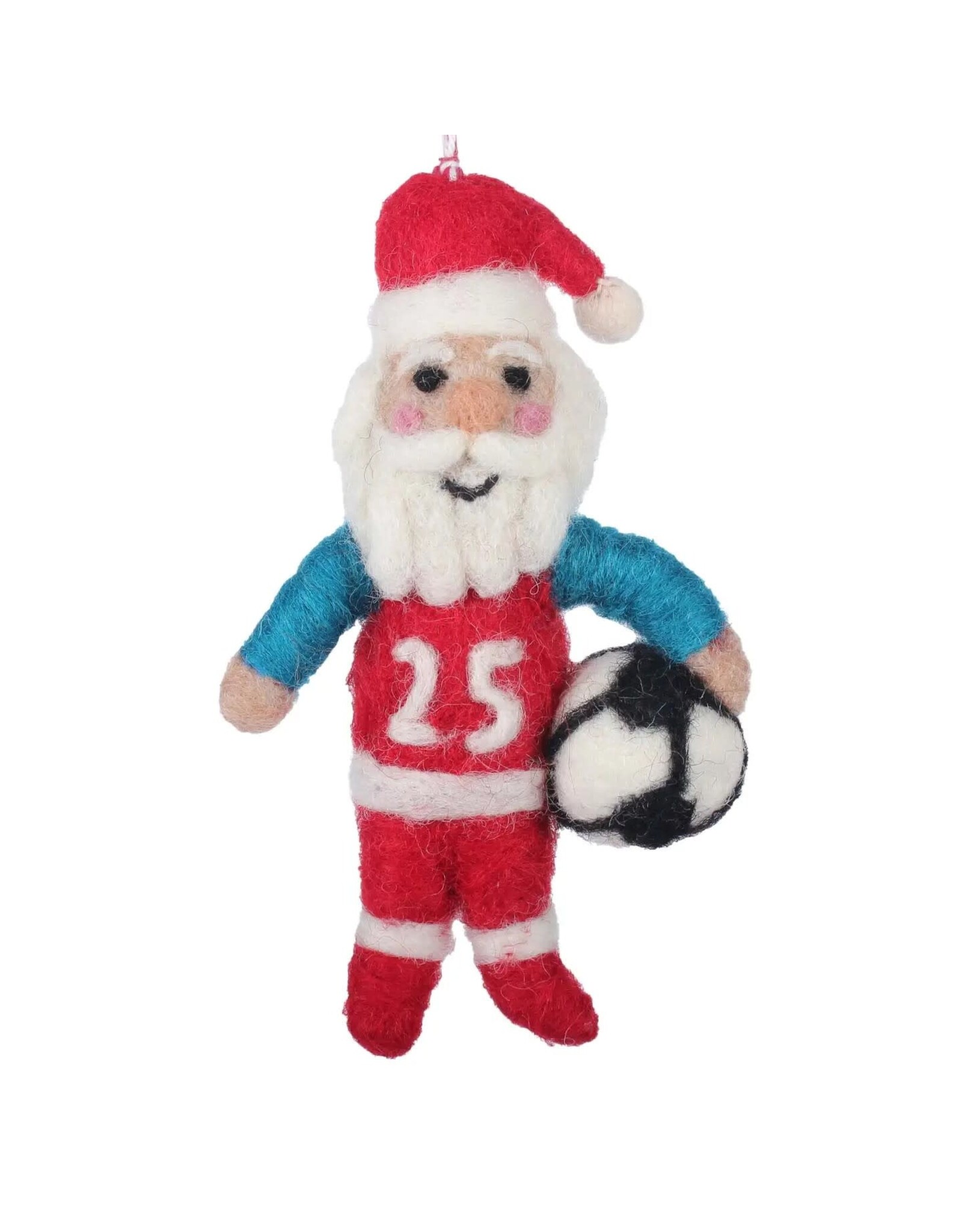 coach claus soccer felt ornament