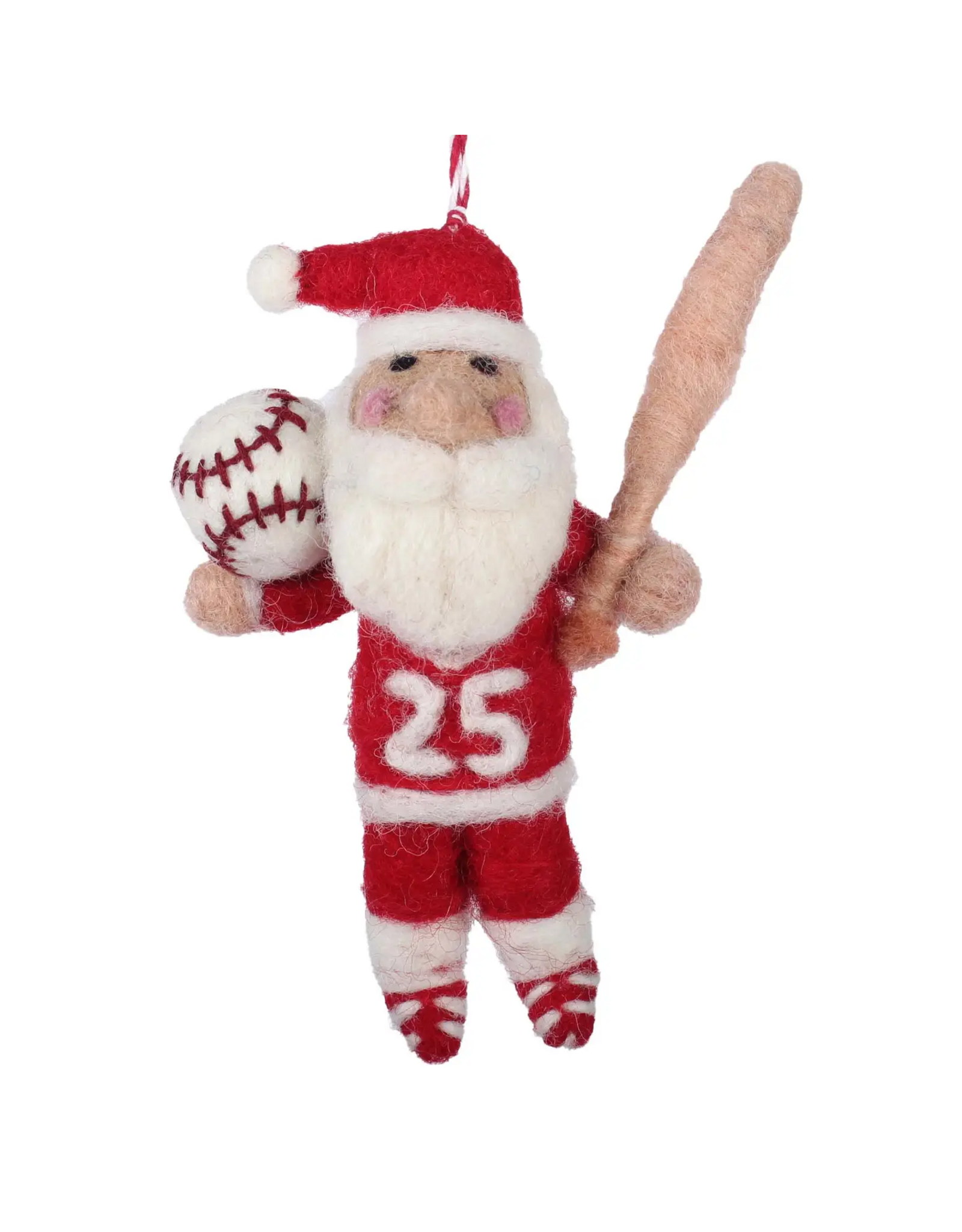 coach claus baseball felt ornament
