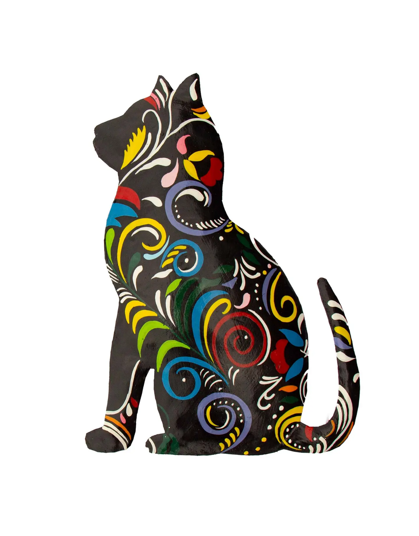 Thoughtful Kitty painted haitian steel drum wall art 14.5 in