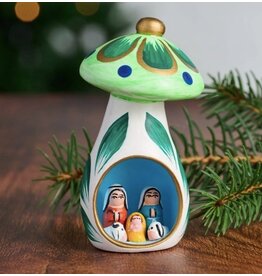 Ten Thousand Villages Mini Mushroom Ceramic Nativity